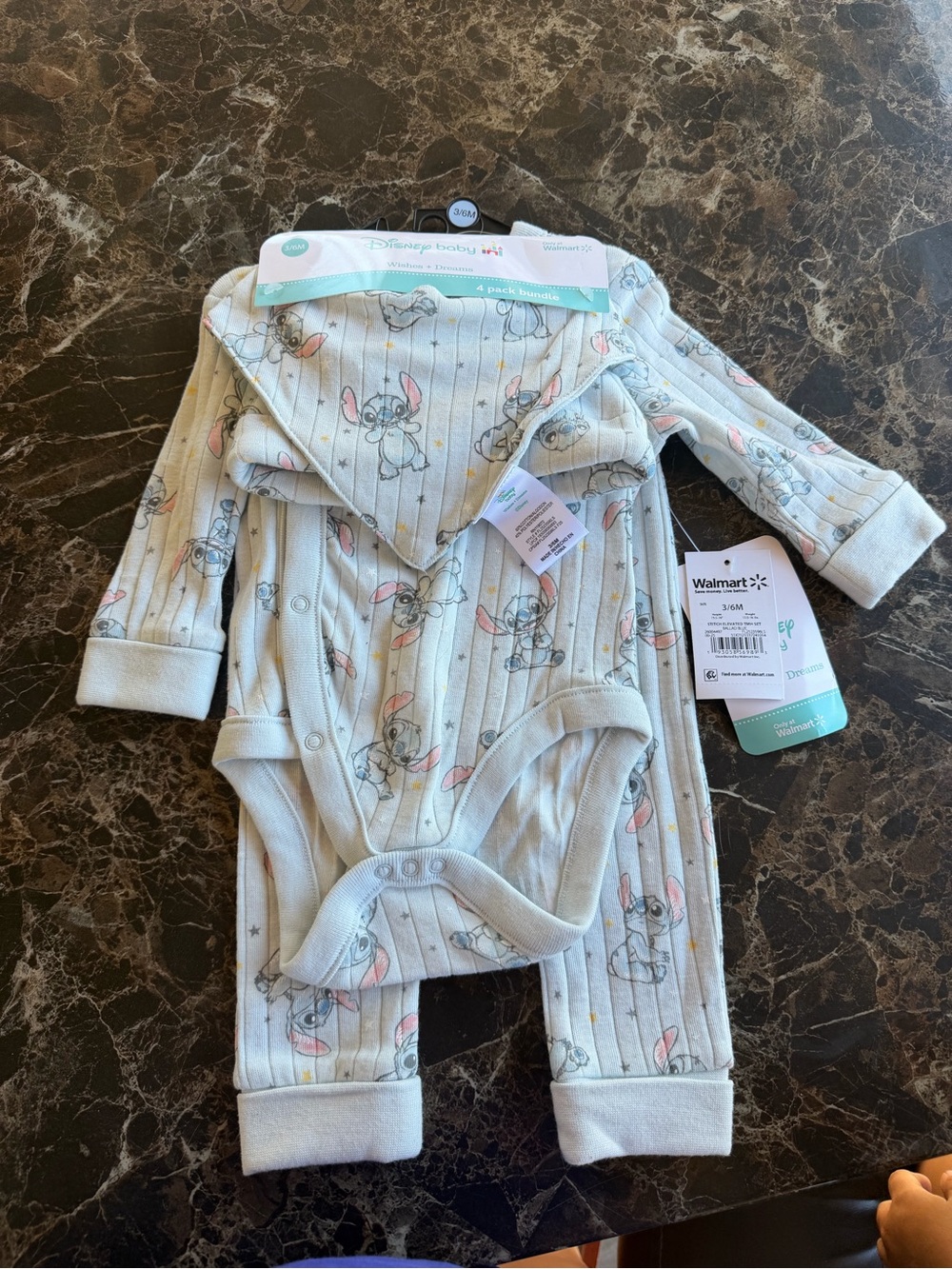 Disney Light Blue Stitch Print Baby One-Piece Bodysuit